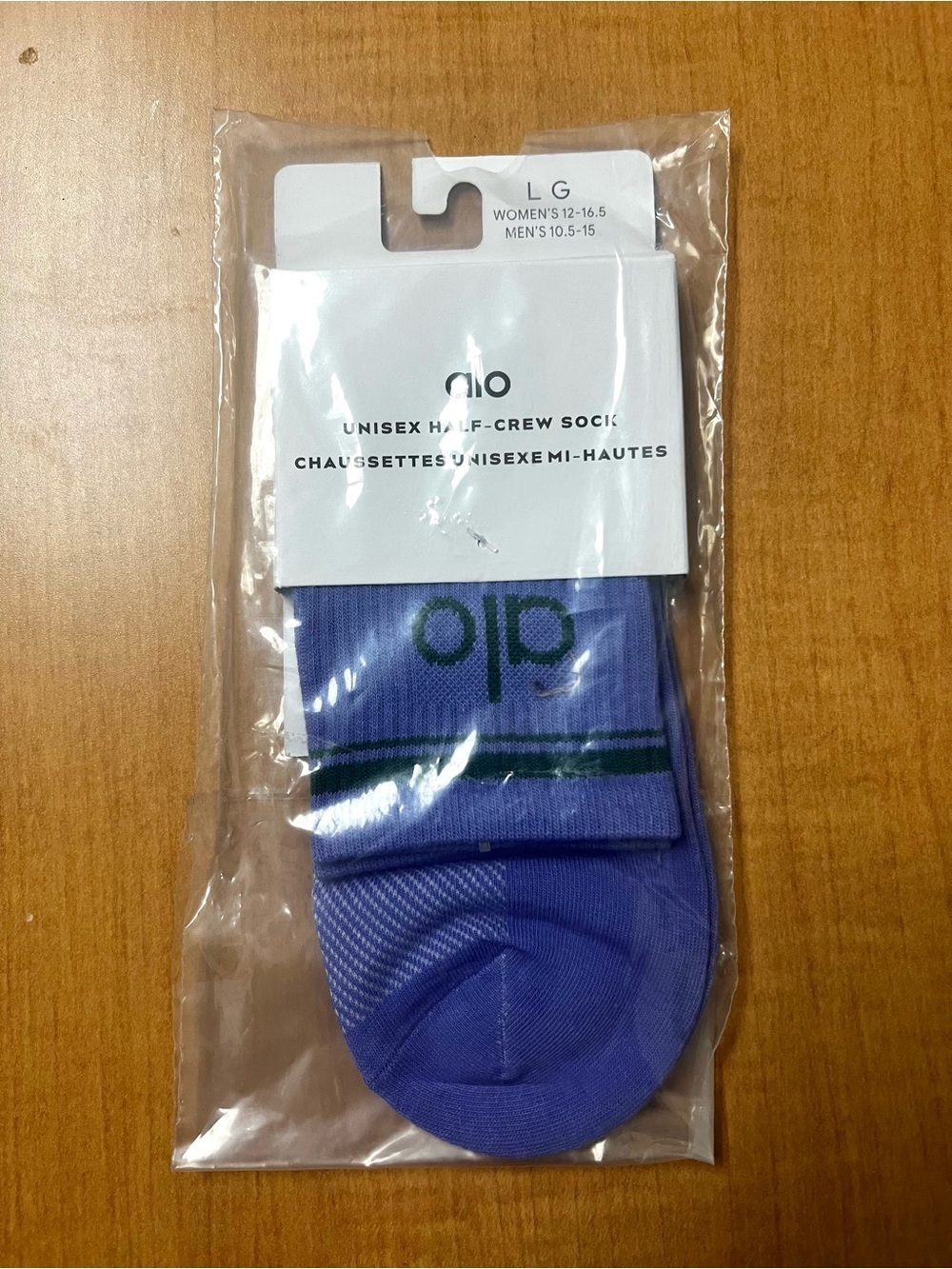 Alo Yoga Unisex Half Crew Throwback Socks L Purple Green Athleisure Casual